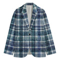 Plaid Denim Jeans Pattern Print Men's Cotton Blazer