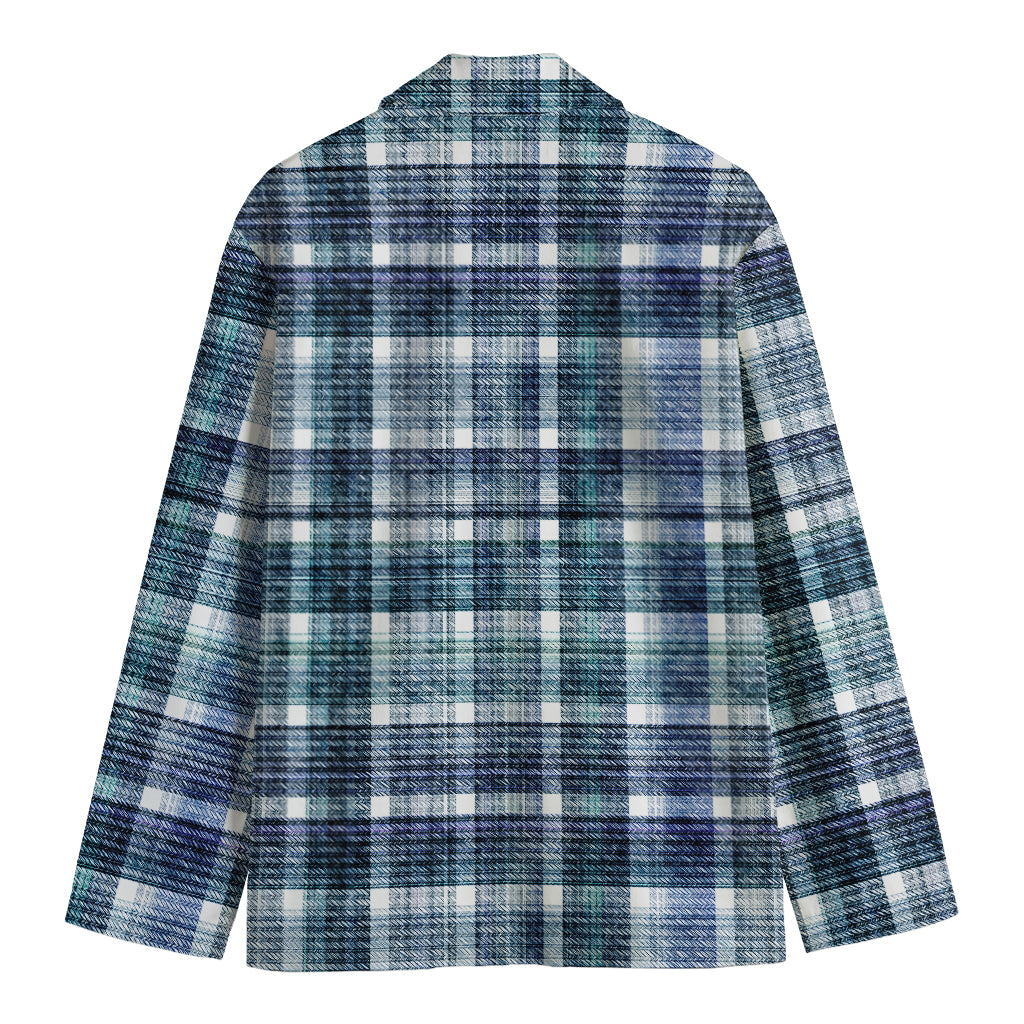 Plaid Denim Jeans Pattern Print Men's Cotton Blazer