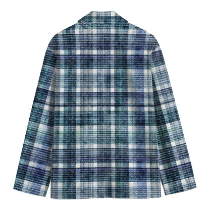 Plaid Denim Jeans Pattern Print Men's Cotton Blazer