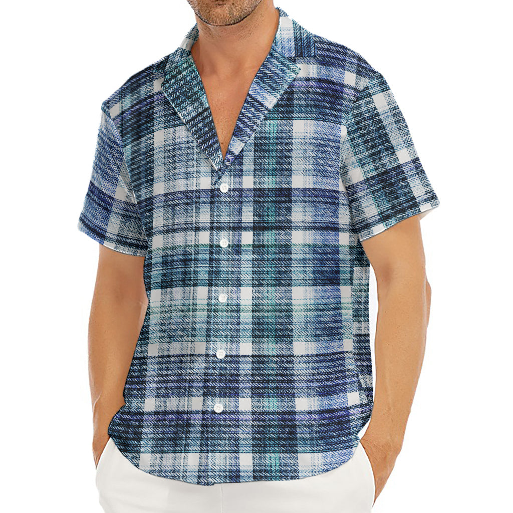Plaid Denim Jeans Pattern Print Men's Deep V-Neck Shirt