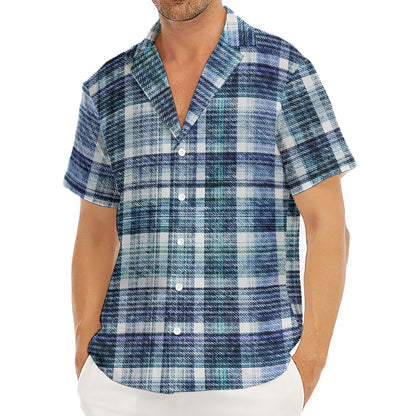 Plaid Denim Jeans Pattern Print Men's Deep V-Neck Shirt