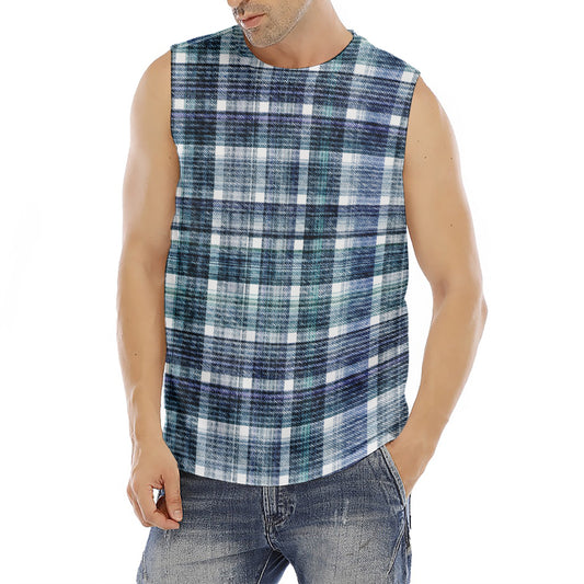 Plaid Denim Jeans Pattern Print Men's Fitness Tank Top