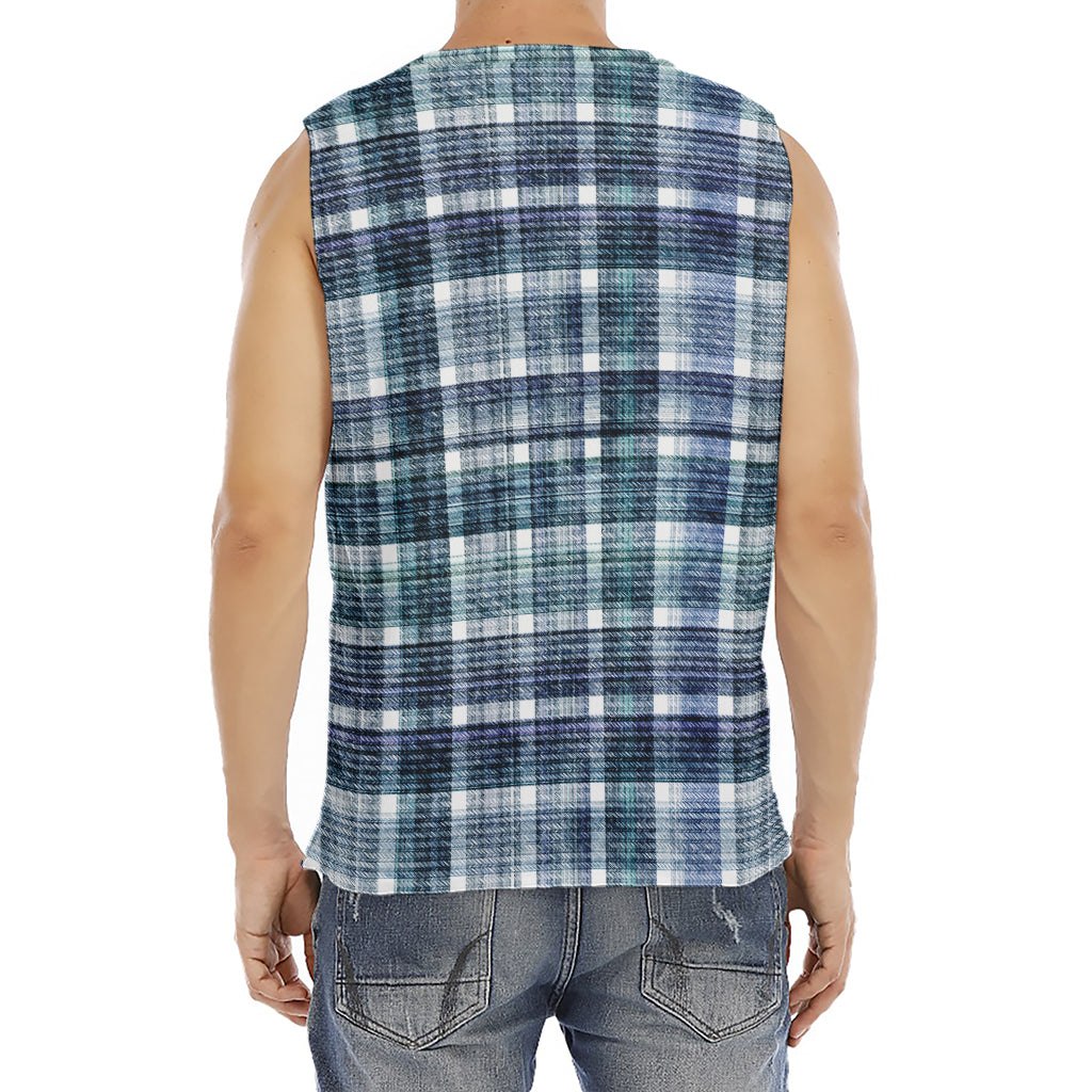 Plaid Denim Jeans Pattern Print Men's Fitness Tank Top