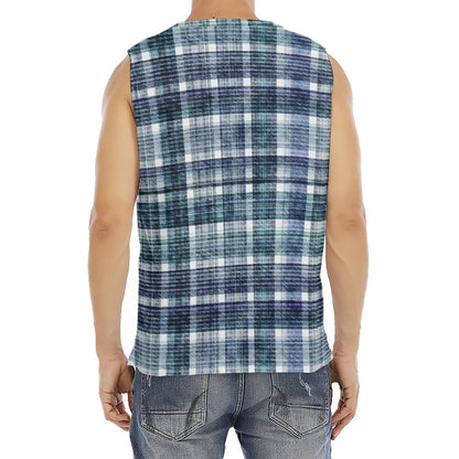 Plaid Denim Jeans Pattern Print Men's Fitness Tank Top