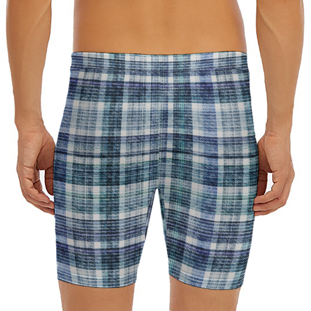 Plaid Denim Jeans Pattern Print Men's Long Boxer Briefs