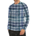 Plaid Denim Jeans Pattern Print Men's Long Sleeve Rash Guard