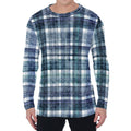 Plaid Denim Jeans Pattern Print Men's Long Sleeve T-Shirt