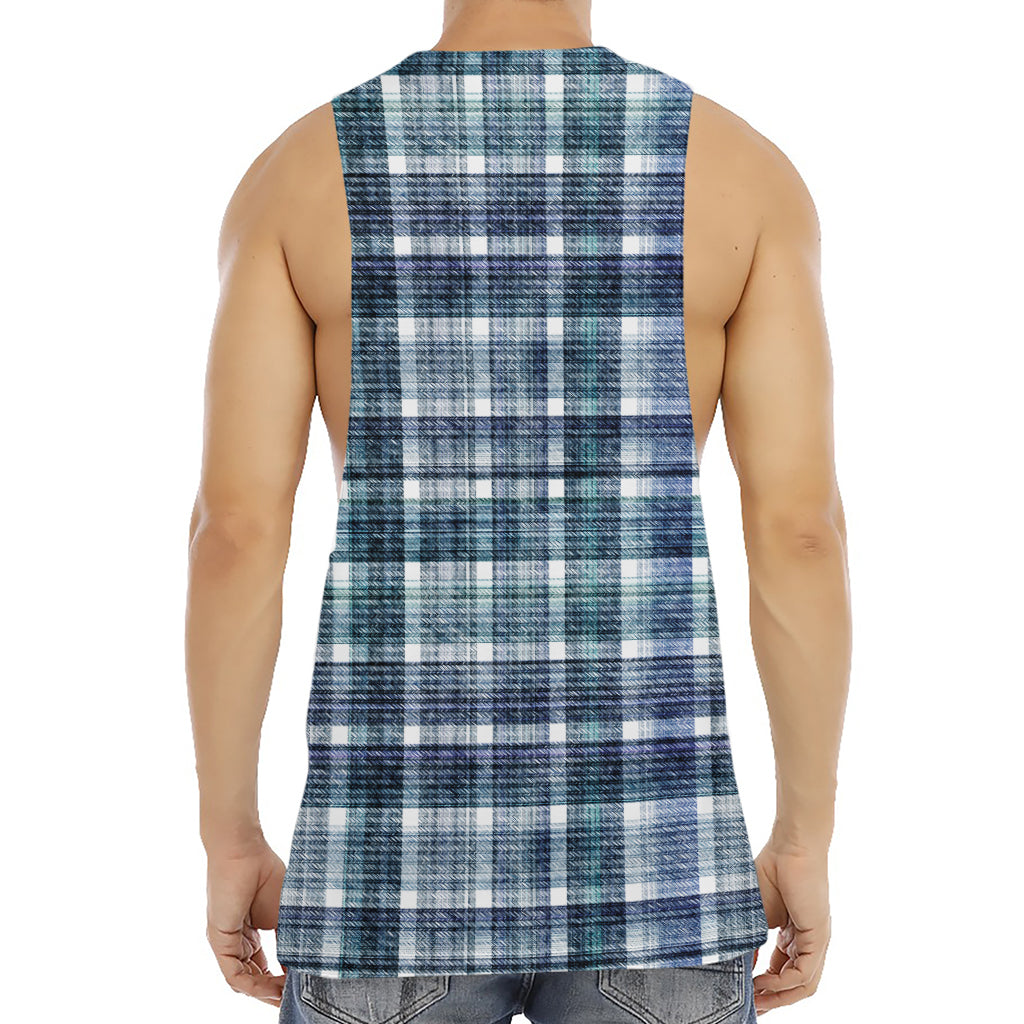 Plaid Denim Jeans Pattern Print Men's Muscle Tank Top