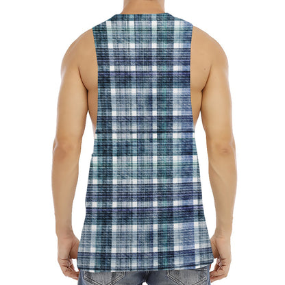 Plaid Denim Jeans Pattern Print Men's Muscle Tank Top