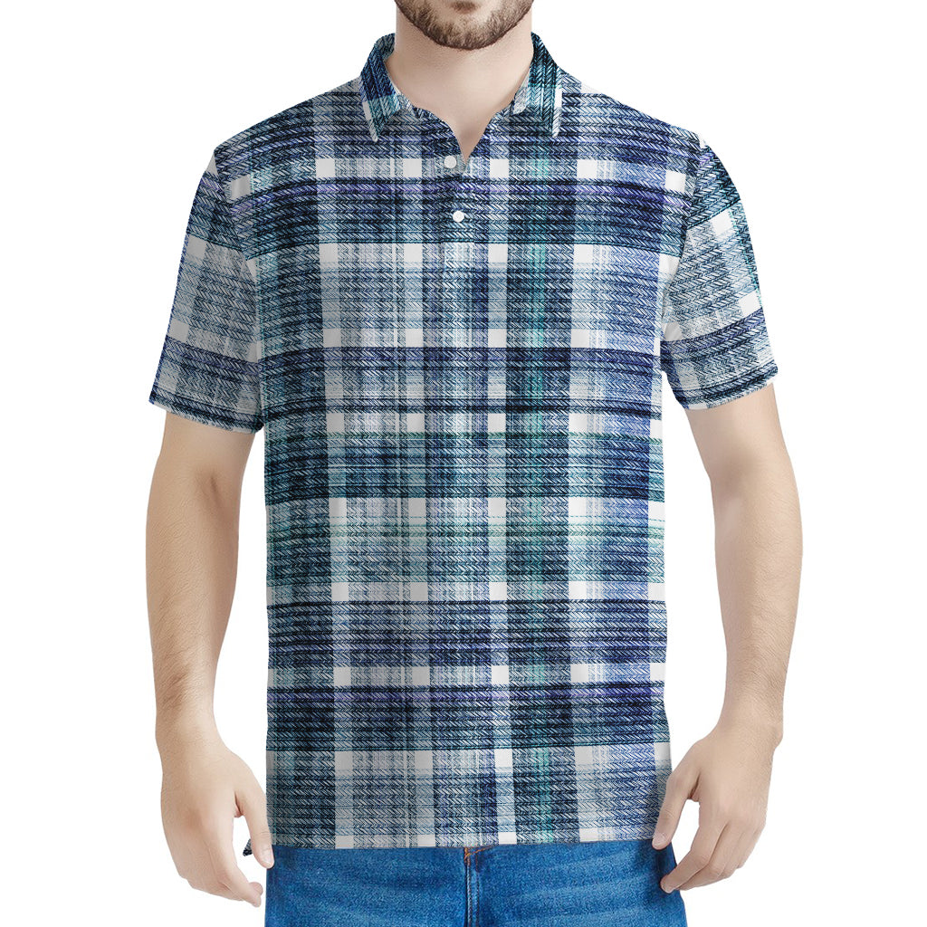 Plaid Denim Jeans Pattern Print Men's Polo Shirt