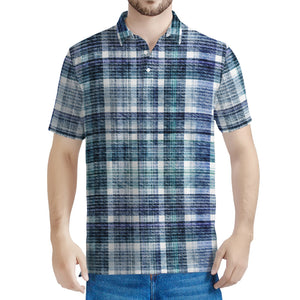 Plaid Denim Jeans Pattern Print Men's Polo Shirt