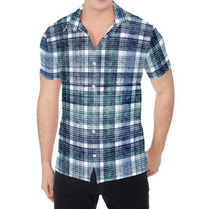 Plaid Denim Jeans Pattern Print Men's Shirt