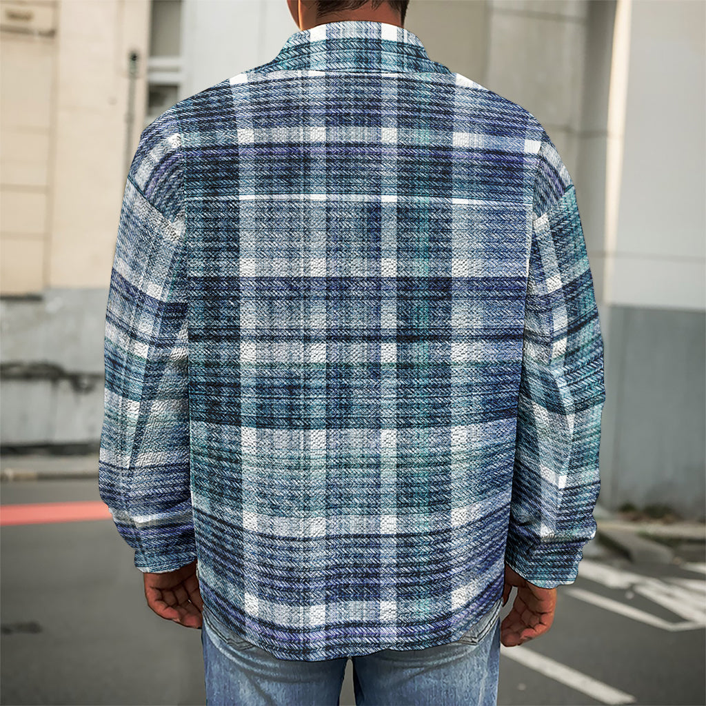 Plaid Denim Jeans Pattern Print Men's Shirt Jacket