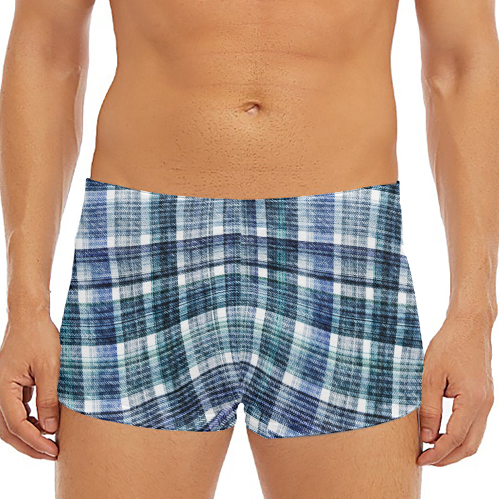 Plaid Denim Jeans Pattern Print Men's Short Boxer Briefs