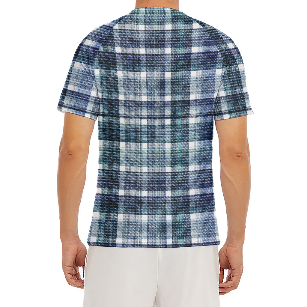 Plaid Denim Jeans Pattern Print Men's Short Sleeve Rash Guard