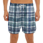 Plaid Denim Jeans Pattern Print Men's Split Running Shorts