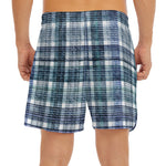 Plaid Denim Jeans Pattern Print Men's Split Running Shorts