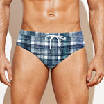 Plaid Denim Jeans Pattern Print Men's Swim Briefs