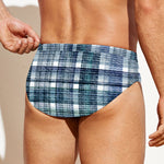 Plaid Denim Jeans Pattern Print Men's Swim Briefs