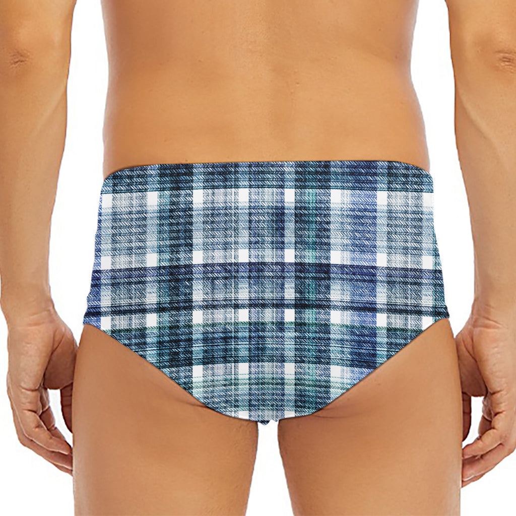 Plaid Denim Jeans Pattern Print Men's Triangle Swim Briefs