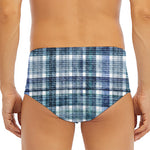 Plaid Denim Jeans Pattern Print Men's Triangle Swim Briefs