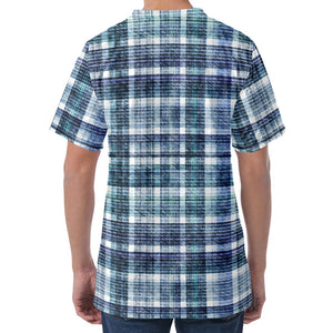Plaid Denim Jeans Pattern Print Men's Velvet T-Shirt