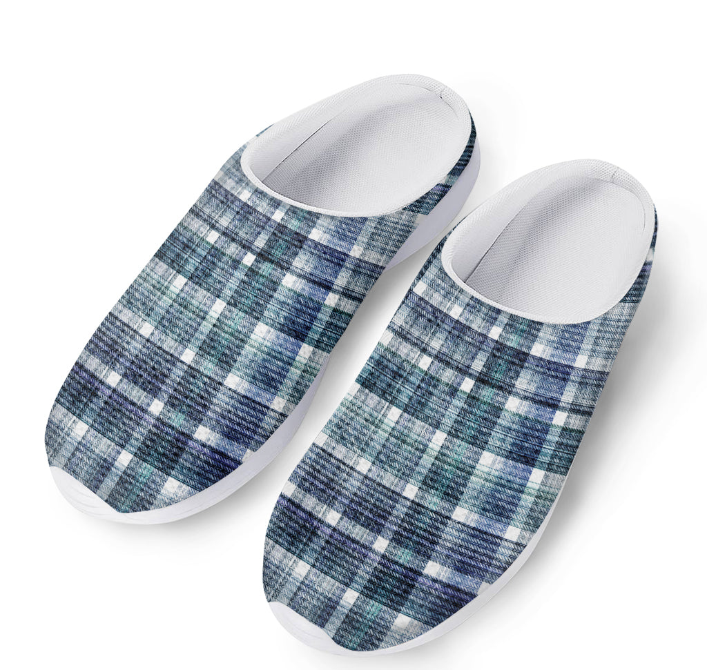 Plaid Denim Jeans Pattern Print Mesh Casual Shoes