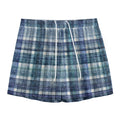 Plaid Denim Jeans Pattern Print Mesh Shorts