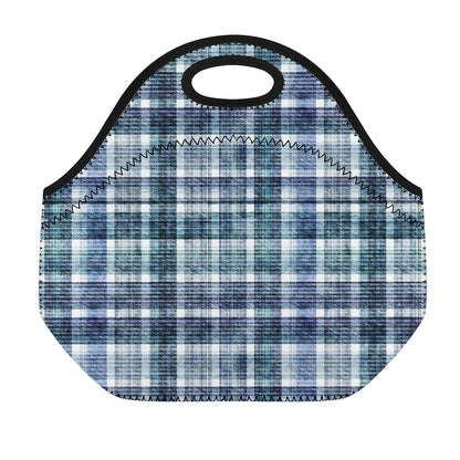 Plaid Denim Jeans Pattern Print Neoprene Lunch Bag