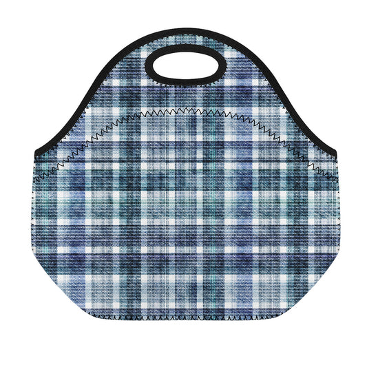 Plaid Denim Jeans Pattern Print Neoprene Lunch Bag