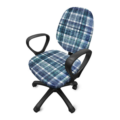 Plaid Denim Jeans Pattern Print Office Chair Cover