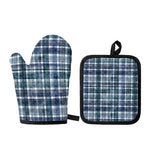Plaid Denim Jeans Pattern Print Oven Mitt And Pot Holder Set