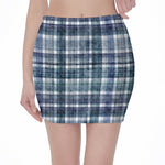 Plaid Denim Jeans Pattern Print Pencil Mini Skirt