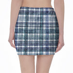 Plaid Denim Jeans Pattern Print Pencil Mini Skirt