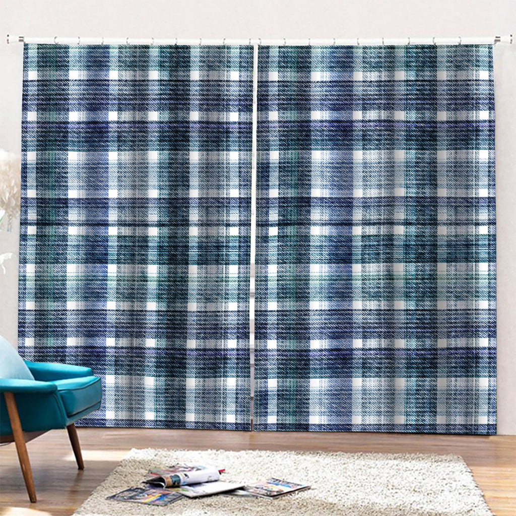 Plaid Denim Jeans Pattern Print Pencil Pleat Curtains