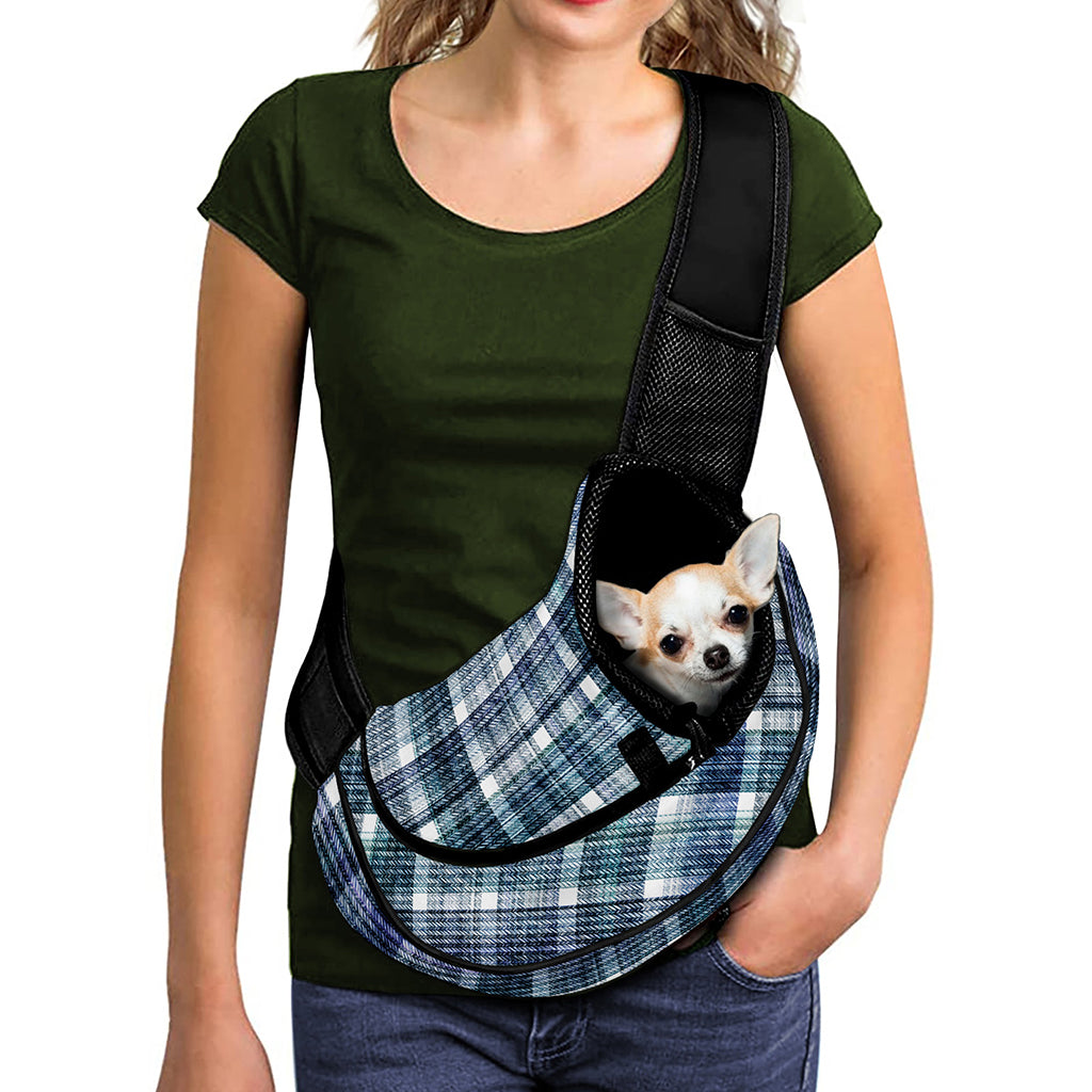 Plaid Denim Jeans Pattern Print Pet Sling Carrier