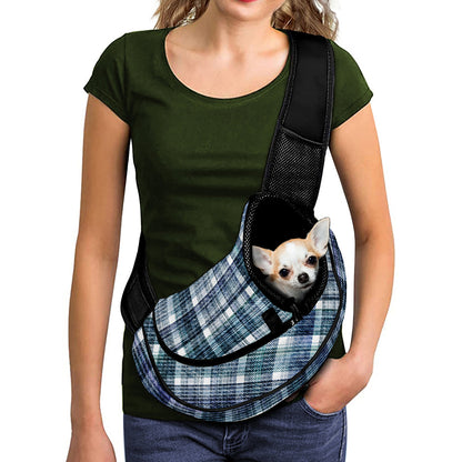 Plaid Denim Jeans Pattern Print Pet Sling Carrier