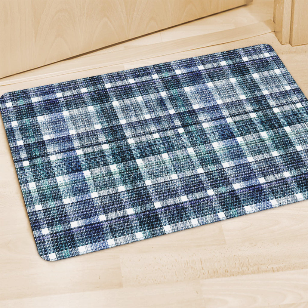 Plaid Denim Jeans Pattern Print Polyester Doormat