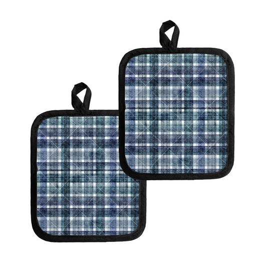 Plaid Denim Jeans Pattern Print Pot Holders