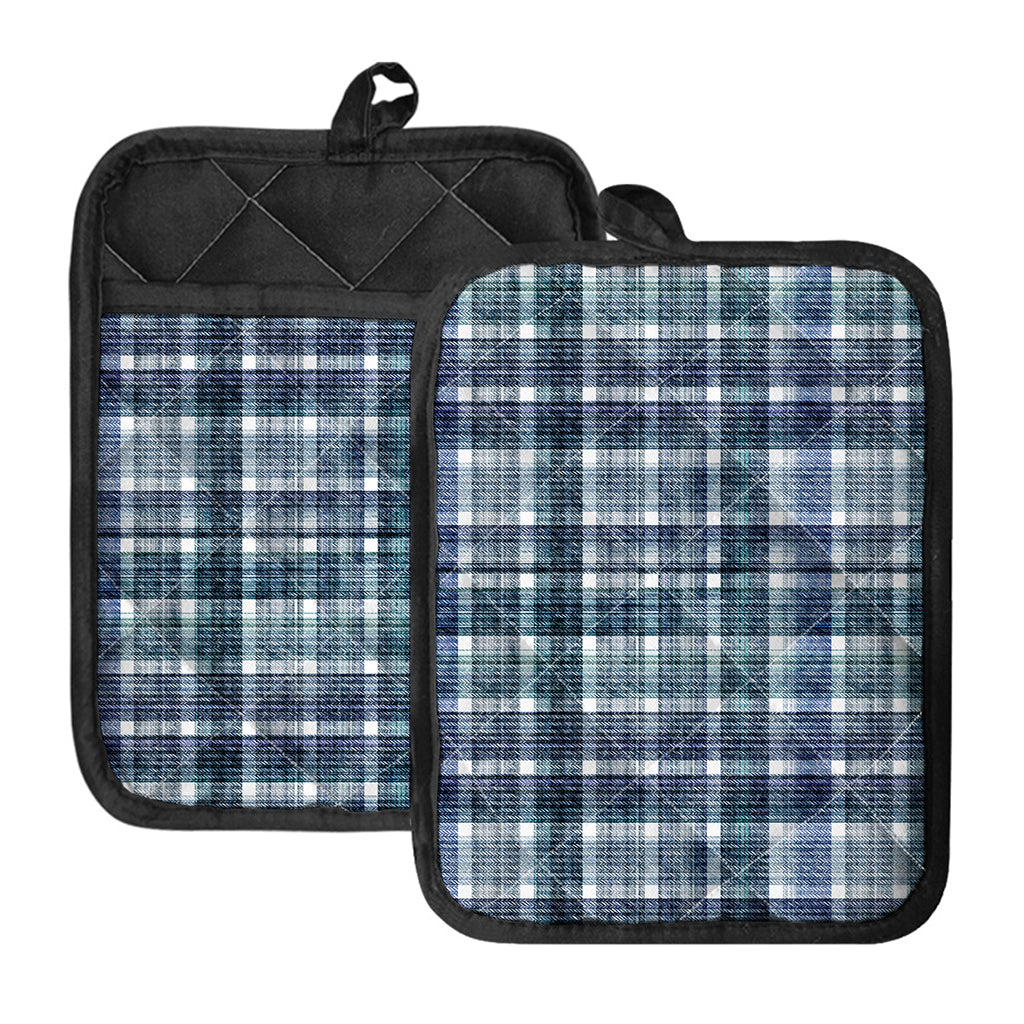 Plaid Denim Jeans Pattern Print Pot Holders With Pocket