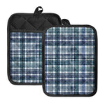 Plaid Denim Jeans Pattern Print Pot Holders With Pocket