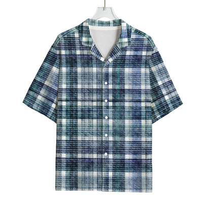 Plaid Denim Jeans Pattern Print Rayon Hawaiian Shirt
