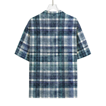 Plaid Denim Jeans Pattern Print Rayon Hawaiian Shirt