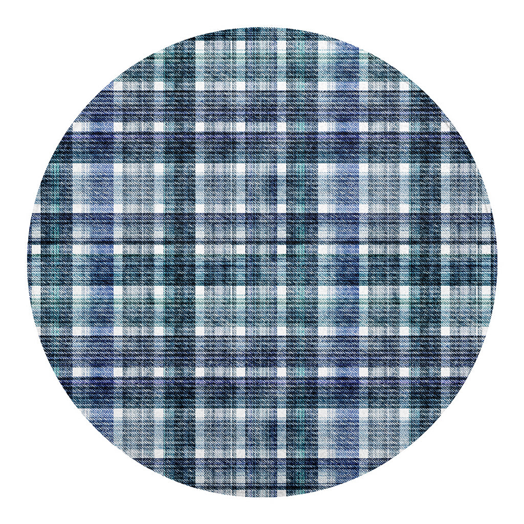 Plaid Denim Jeans Pattern Print Round Blanket
