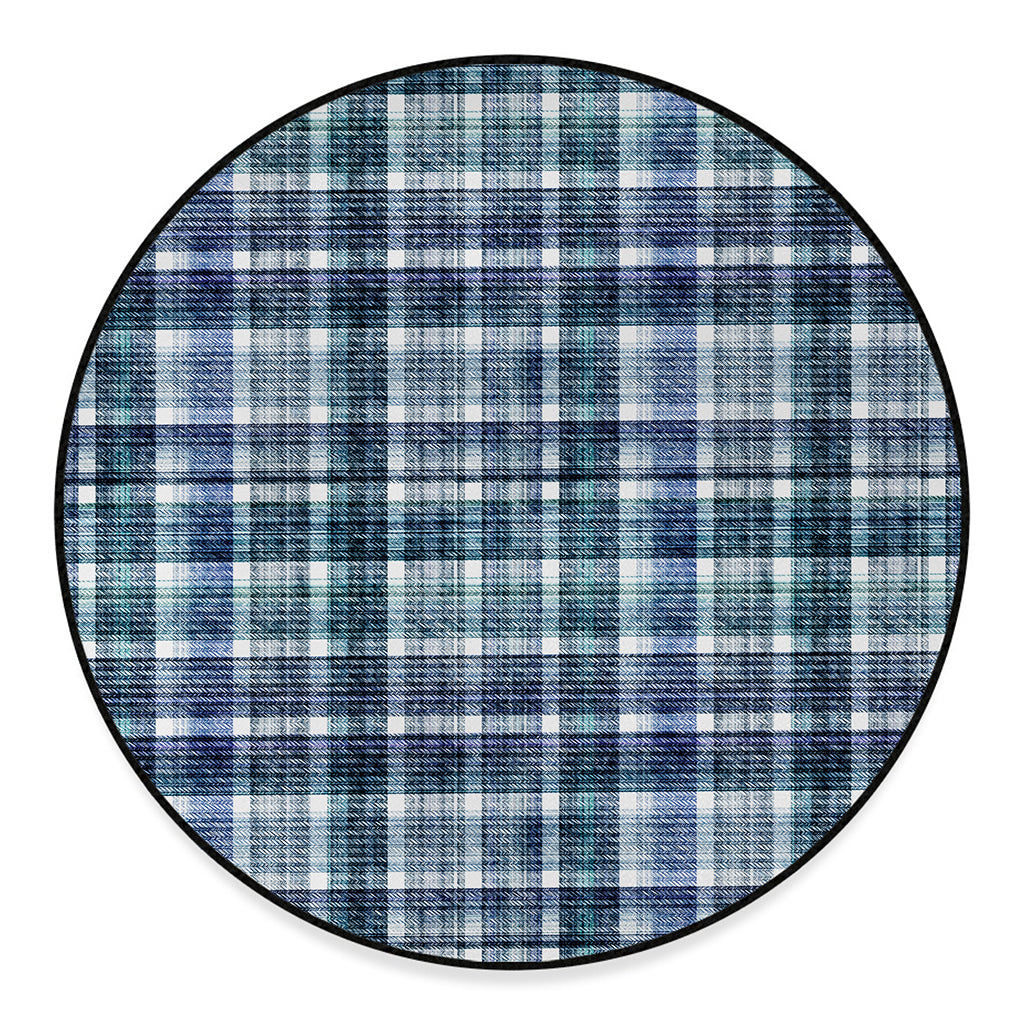 Plaid Denim Jeans Pattern Print Round Floor Mat