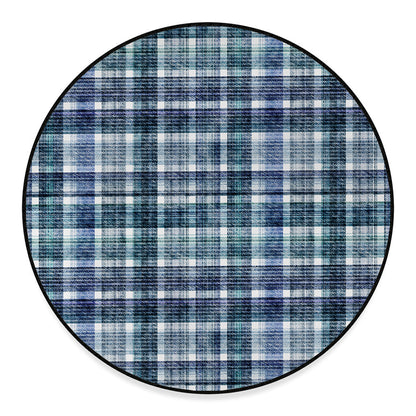 Plaid Denim Jeans Pattern Print Round Floor Mat