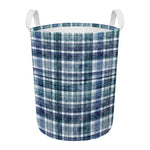 Plaid Denim Jeans Pattern Print Round Laundry Basket
