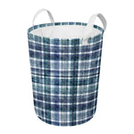 Plaid Denim Jeans Pattern Print Round Laundry Basket