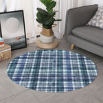 Plaid Denim Jeans Pattern Print Round Rug