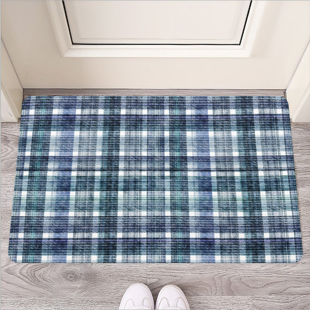 Plaid Denim Jeans Pattern Print Rubber Doormat
